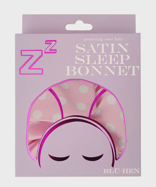 Artico - Bluhen - Pink Polka Dot Satin Sleep Bonnet