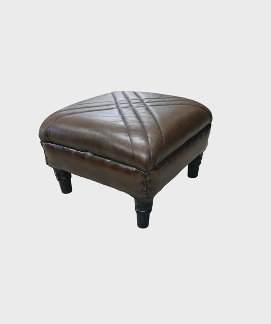 Square Leather Stool