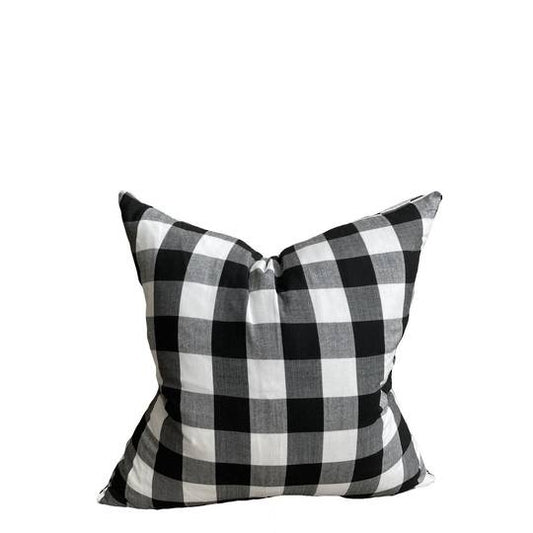 Le Monde - Black and White Plaid Cushion