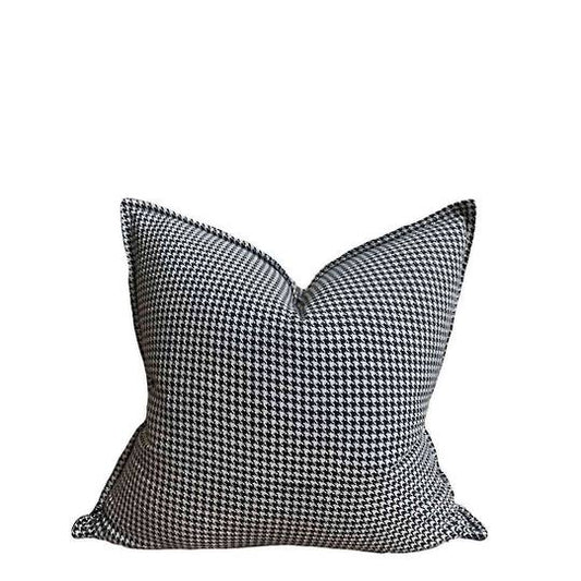 Le Monde - Black and White Houndstooth Cushion