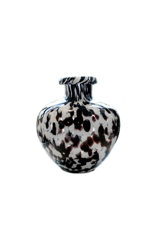 Pear Shaped White & Black Spotty Vase
