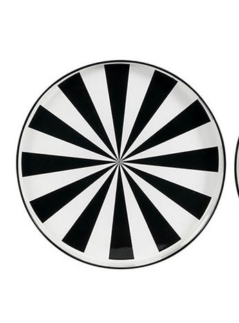 Black and White Round Tray